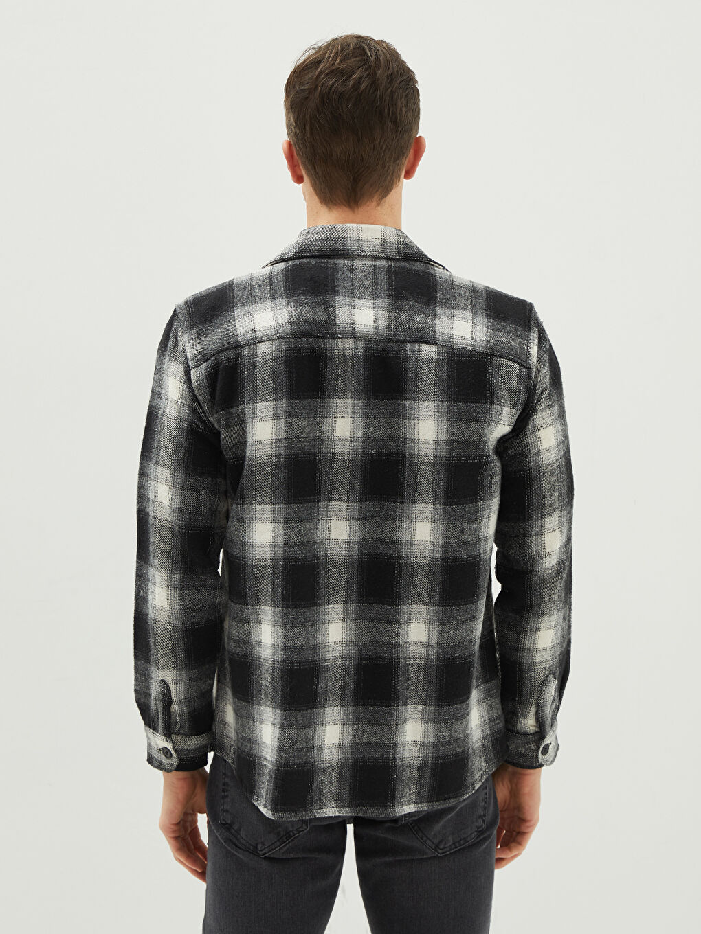 Relaxed Fit Long Sleeve Plaid Men's Lumberjack Shirt Jacket-4