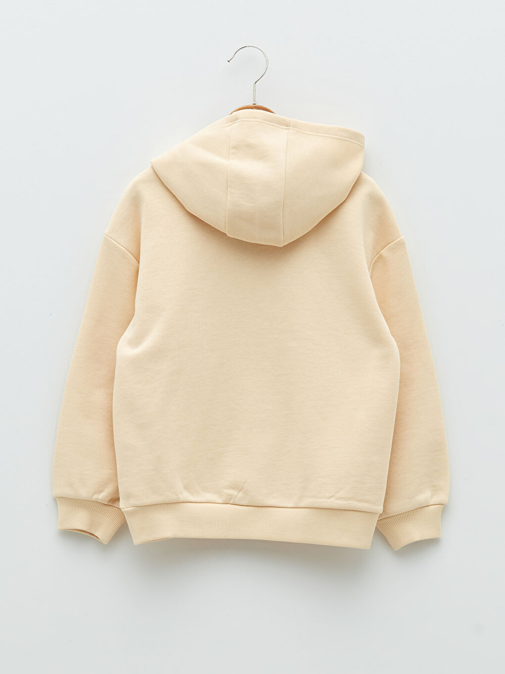 Bej Kapüşonlu Baskılı Uzun Kollu Kız Çocuk Sweatshirt-4