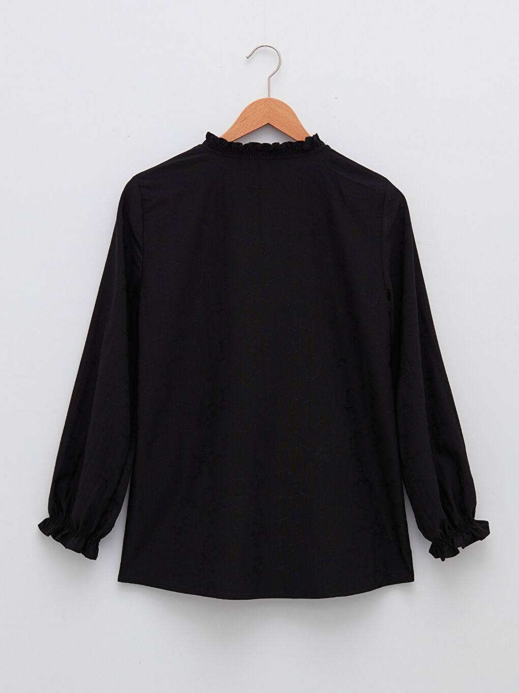 Notch Neck Plain Long Sleeve Women's Shirt -W1L001Z8-MHS
