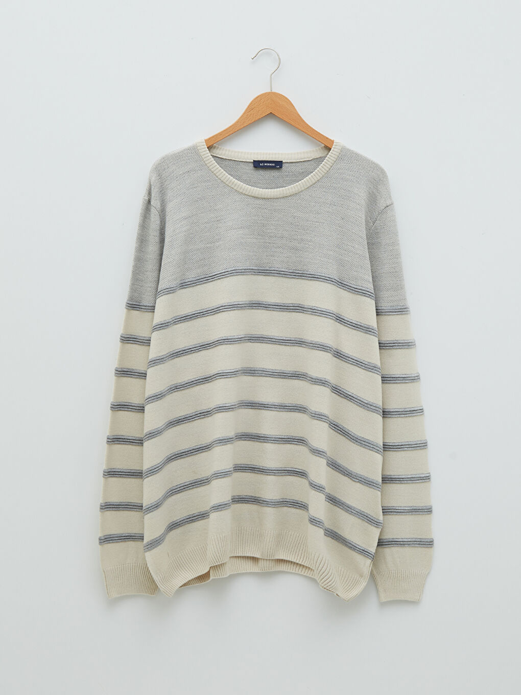 Crew Neck Long Sleeve Striped Men's Knitwear Sweater-6