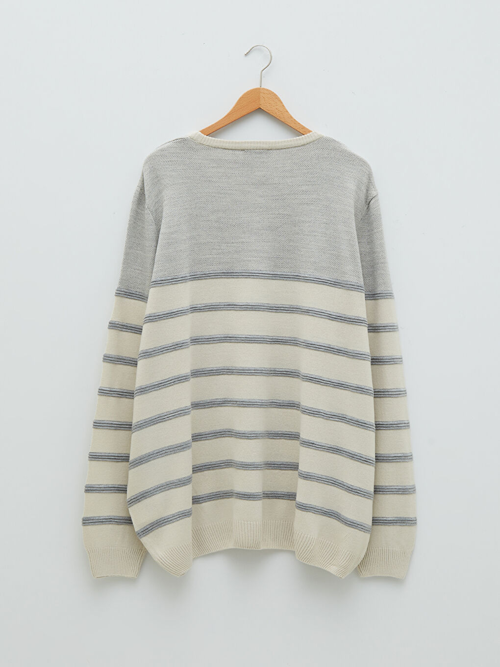 Crew Neck Long Sleeve Striped Men's Knitwear Sweater-7