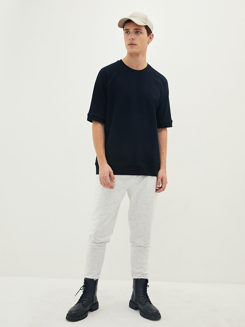 Beyaz Slim Fit Erkek Jogger Eşofman Altı-1