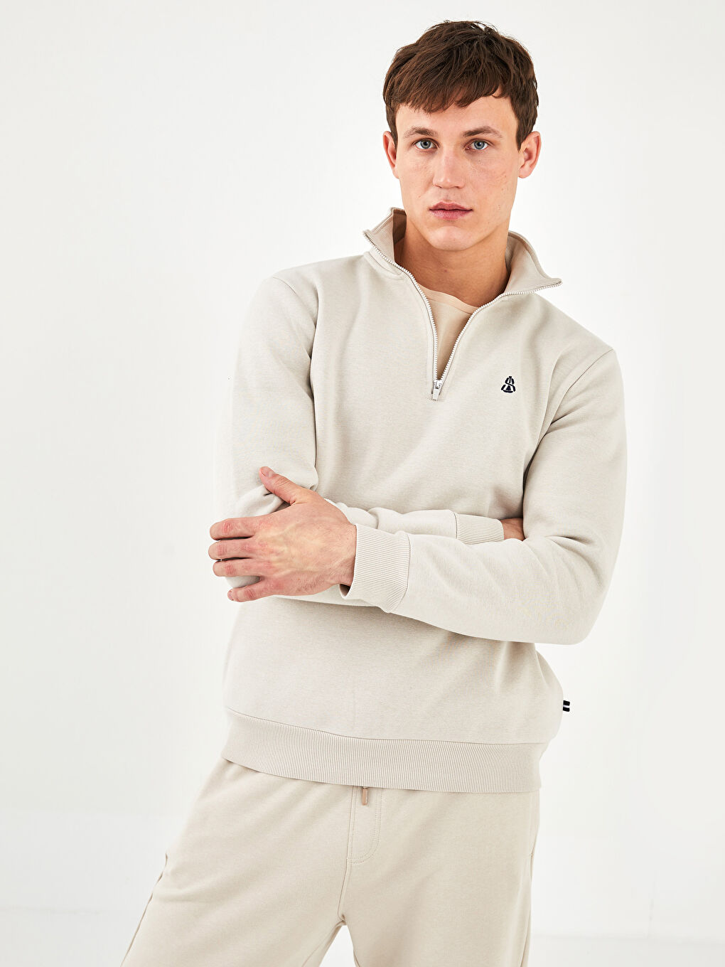 Funnel Neck Long Sleeve Men's Thick Sweatshirt-1