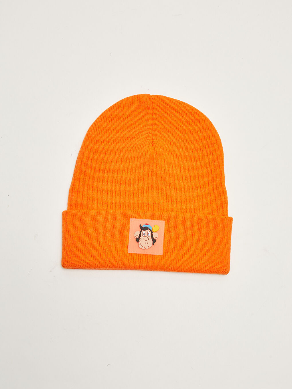 Turuncu Nostaljik Maymun Baskılı Erkek Çocuk Triko Bere-1
