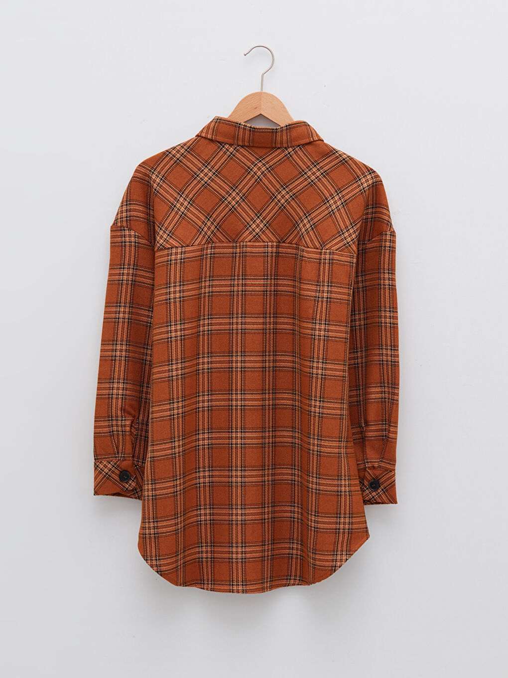 LCW Modest Plaid Long Sleeve Oversize Gabardine Women's Shirt Tunic -W1L033Z8-LLL
