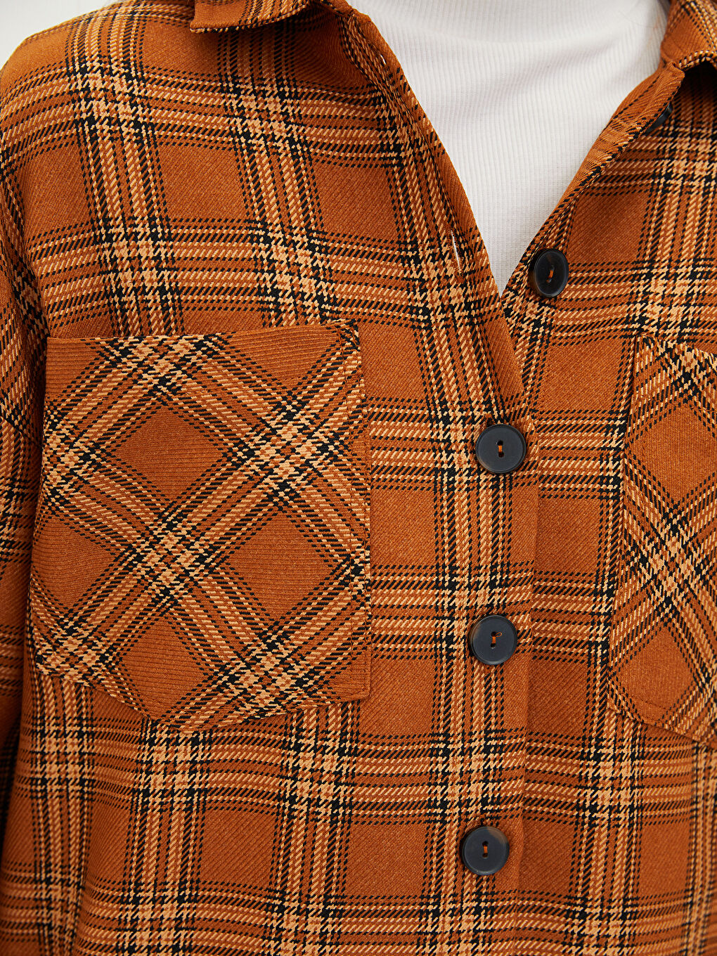 LCW Modest Plaid Long Sleeve Oversize Gabardine Women's Shirt Tunic -W1L033Z8-LLL