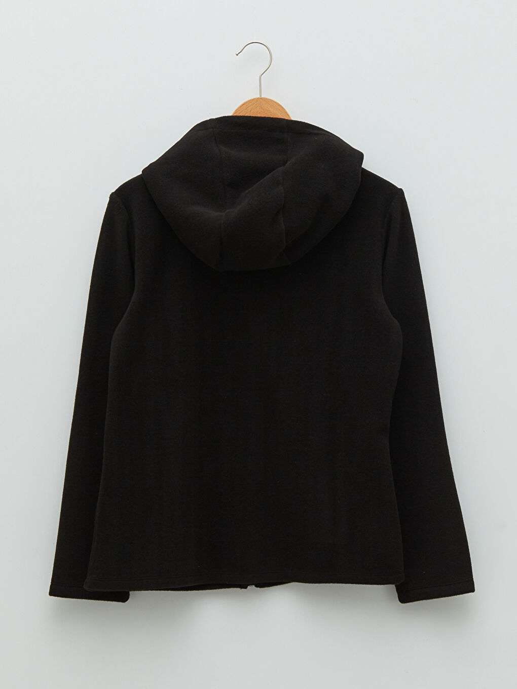 Siyah Kapüşonlu Nakışlı Uzun Kollu Kadın Spor Hırka-8