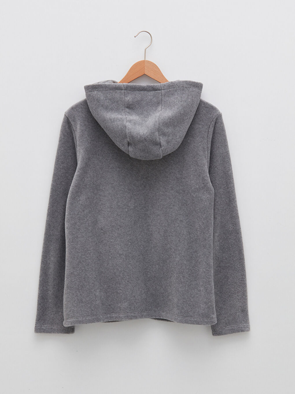 Gri Kapüşonlu Nakışlı Uzun Kollu Kadın Spor Hırka-8