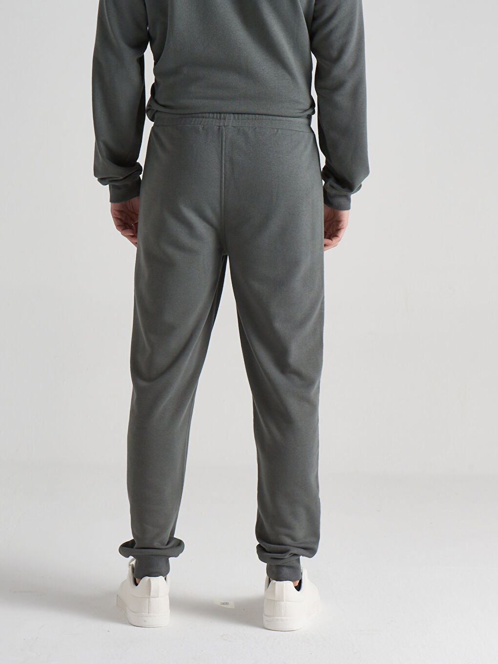 Gri Beli Lastikli Baskılı Erkek Jogger Eşofman Altı-1