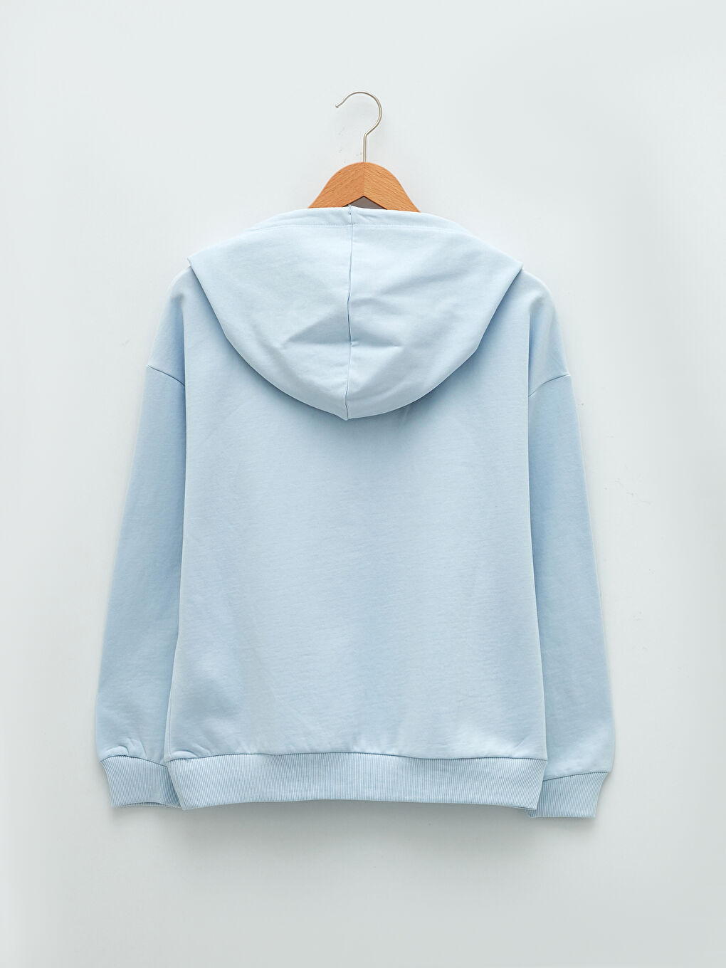 Mavi Kapüşonlu Baskılı Uzun Kollu Kadın Sweatshirt-6