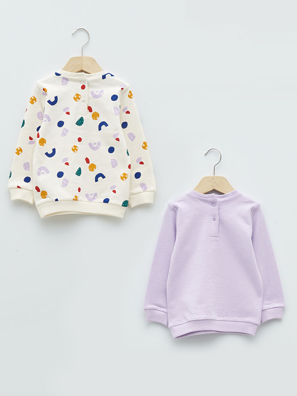 LCW baby Crew Neck Long Sleeve Printed Baby Girl Sweatshirt 2 Pieces -W1L145Z1-LRB