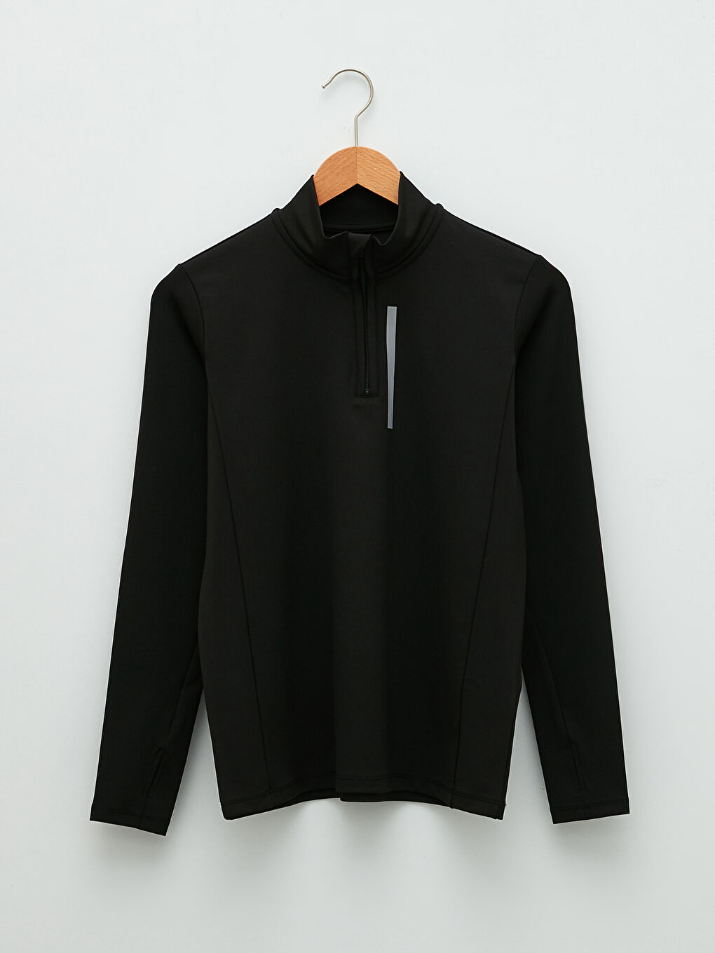 Siyah Dik Yaka Baskılı Uzun Kollu Kadın Outdoor Tişört-5