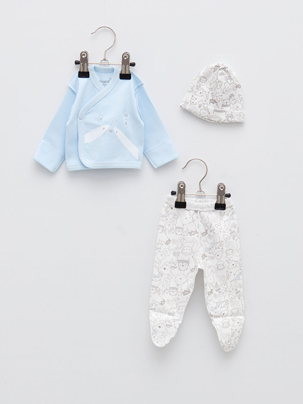 Mavi Bi Baby Baskılı Kutulu Hastane Çıkış Seti 4'lü-1