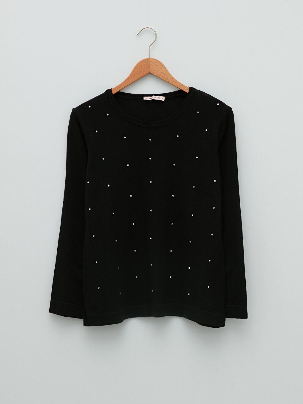 LCW Grace Rundhalsausschnitt Mit Strasssteinchen Verziert Für Damen Strickpullover -W1L236Z8-CVL