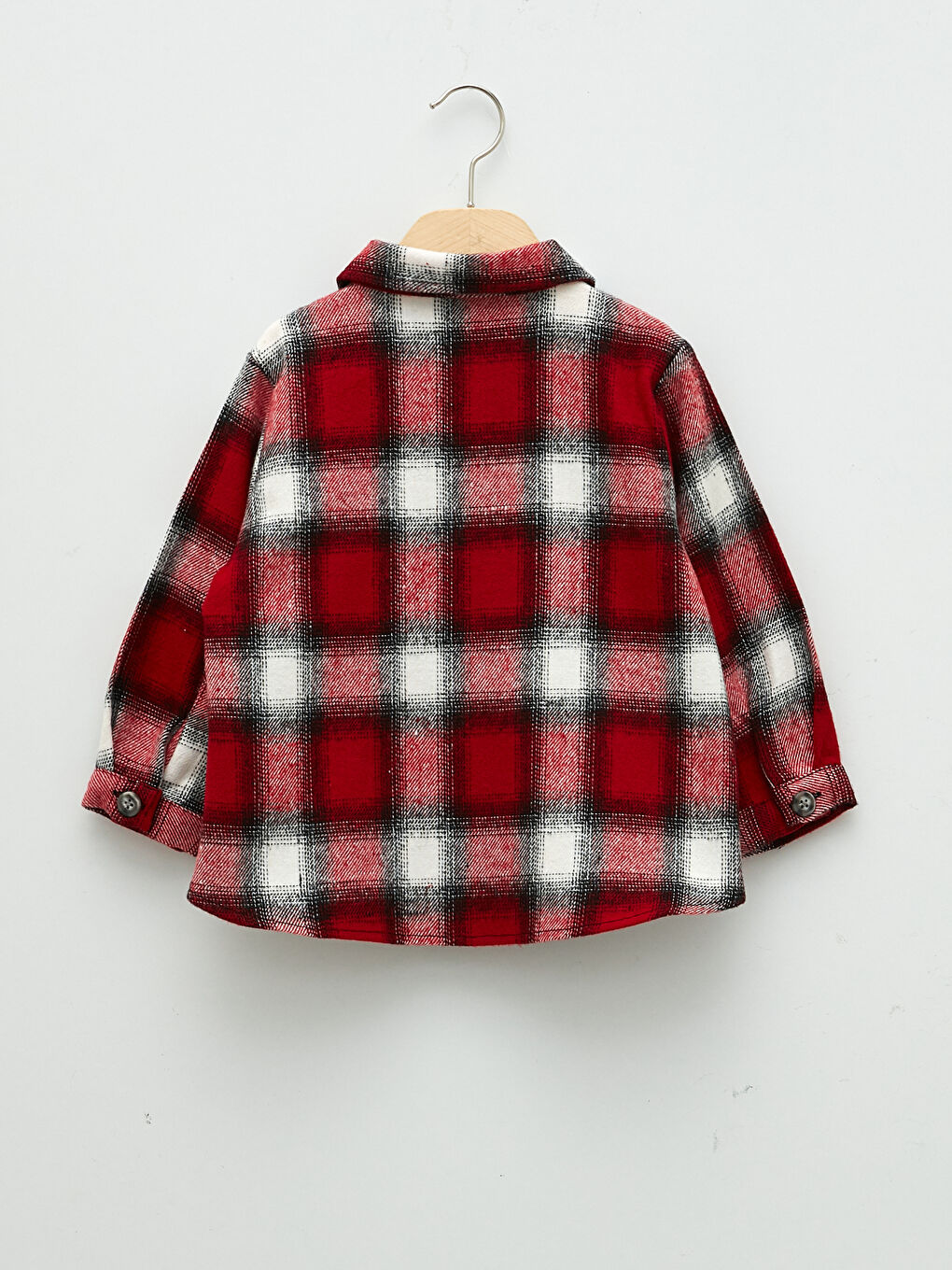 Chemise Bébé Fille en Coton à Motif Écossais à Manches Longues-1