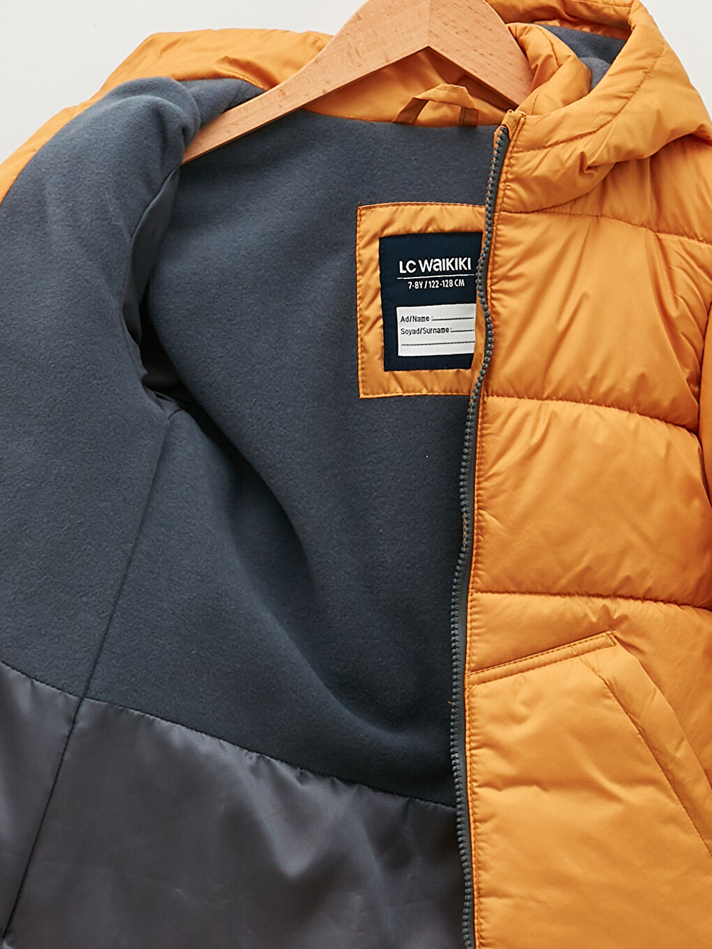 Kahverengi Kapüşonlu Erkek Çocuk Kalın Şişme Mont-2