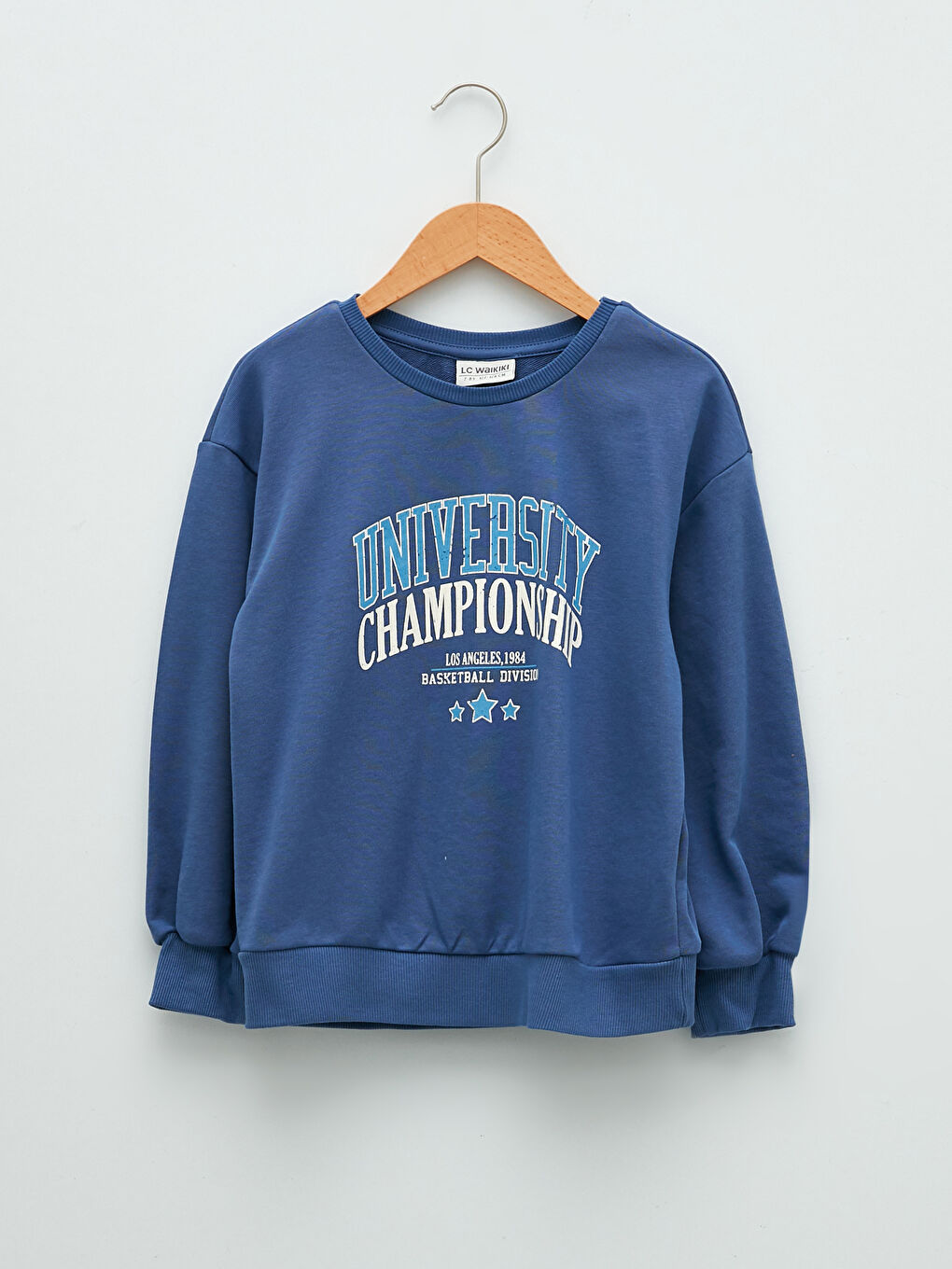 Mavi Bisiklet Yaka Baskılı Uzun Kollu Kız Çocuk Sweatshirt