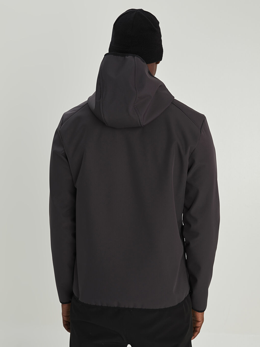Antrasit Standart Kalıp Kapüşonlu Erkek Yağmurluk-5