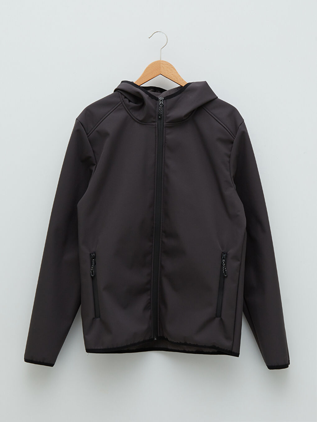 Antrasit Standart Kalıp Kapüşonlu Erkek Yağmurluk-6