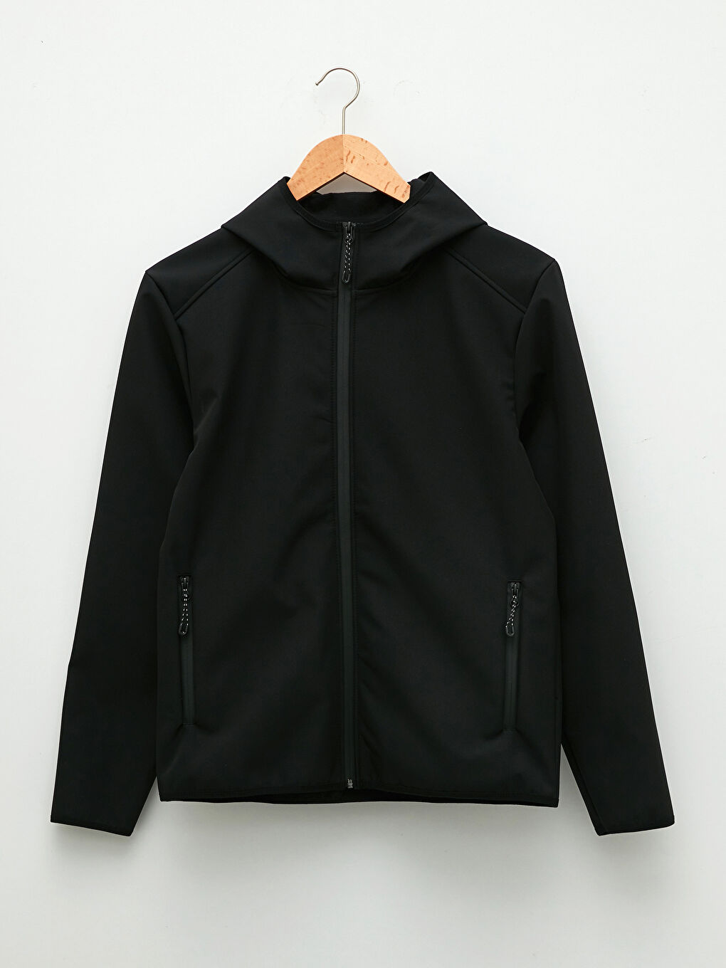 Siyah Standart Kalıp Kapüşonlu Erkek Yağmurluk-5