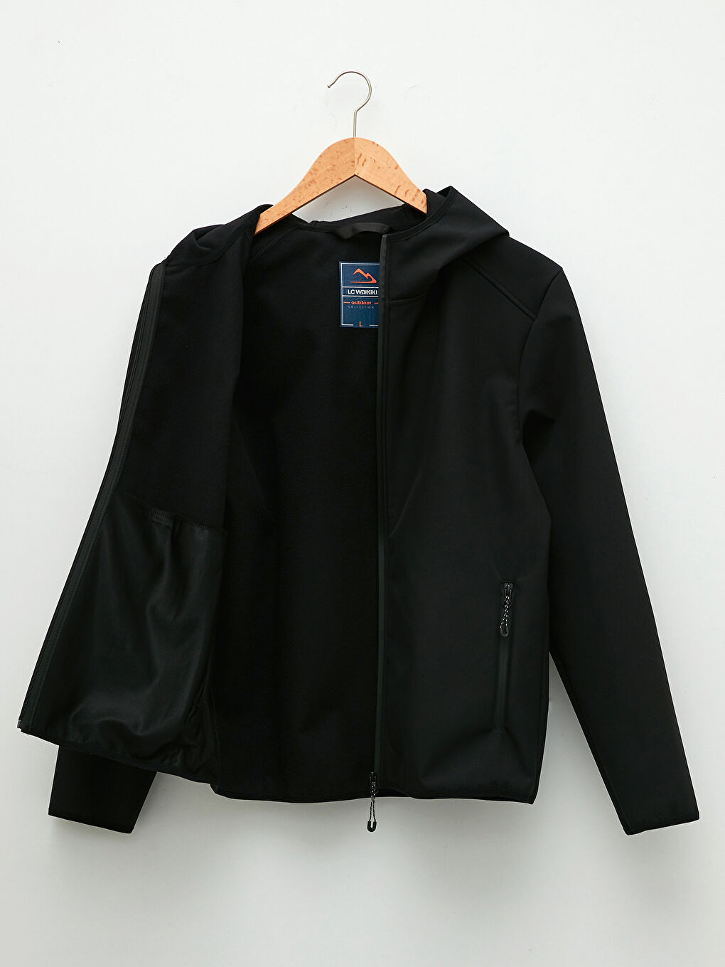 Siyah Standart Kalıp Kapüşonlu Erkek Yağmurluk-7