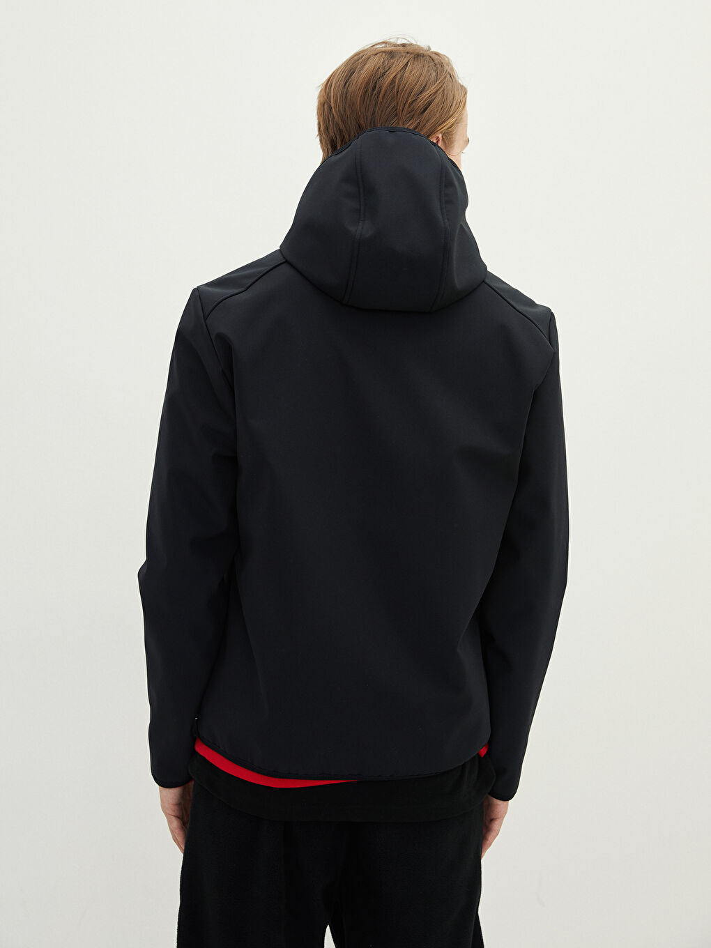 Siyah Standart Kalıp Kapüşonlu Erkek Yağmurluk-4