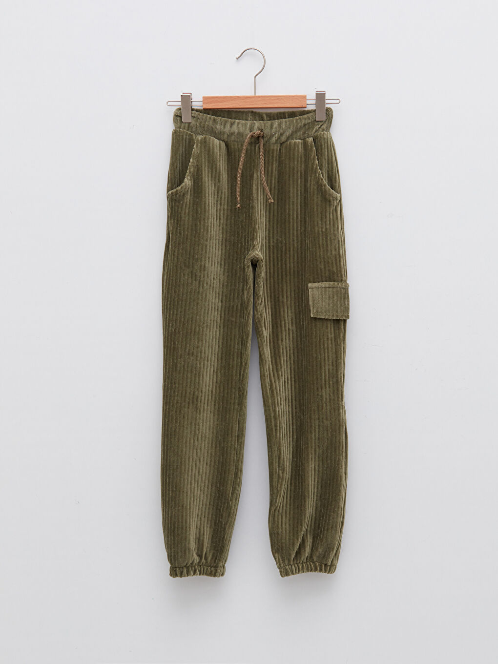 بنطلون رياضي مخمل بناتي بنقشة ذاتية بخصر مطاطي