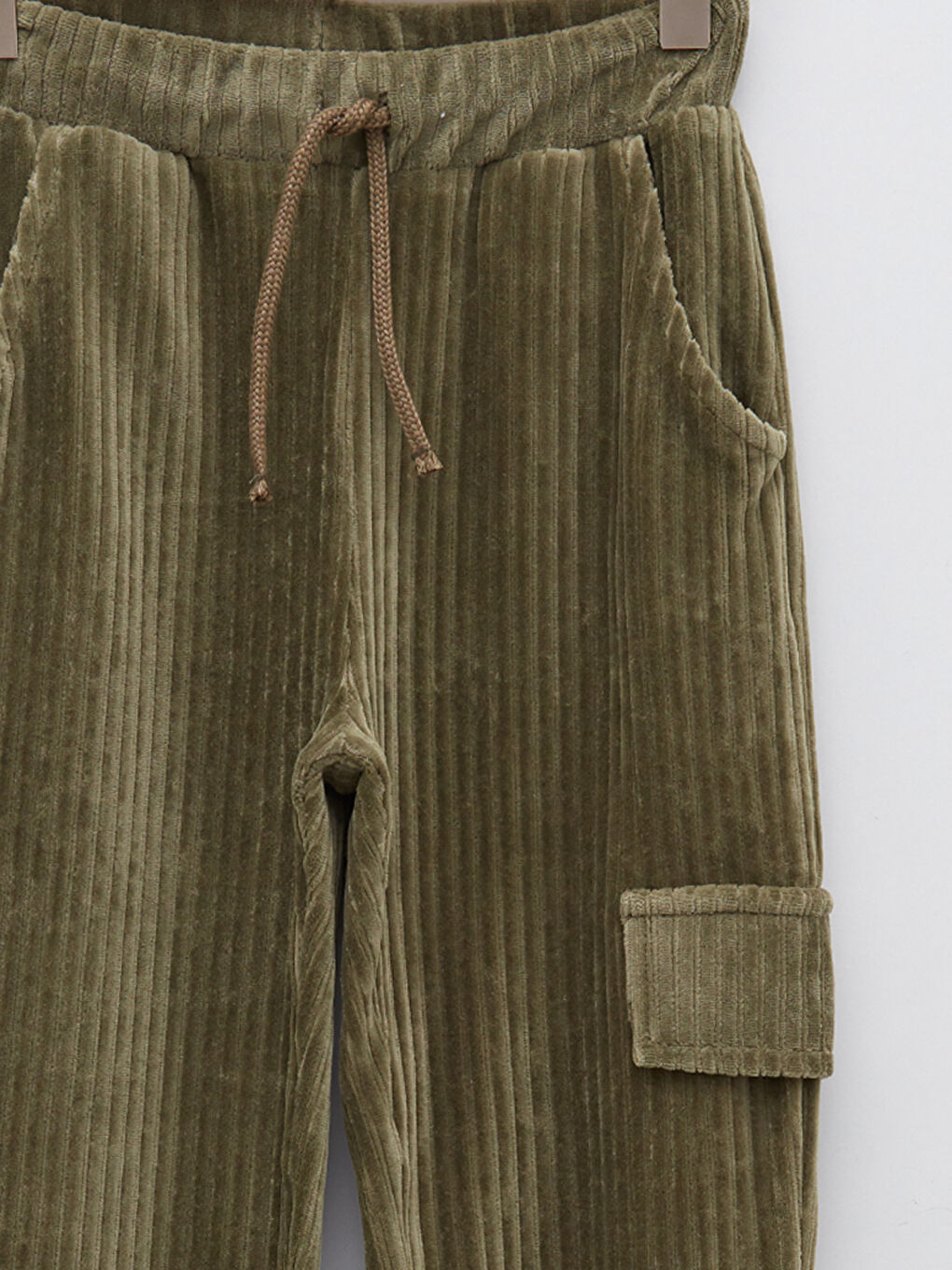 بنطلون رياضي مخمل بناتي بنقشة ذاتية بخصر مطاطي-2