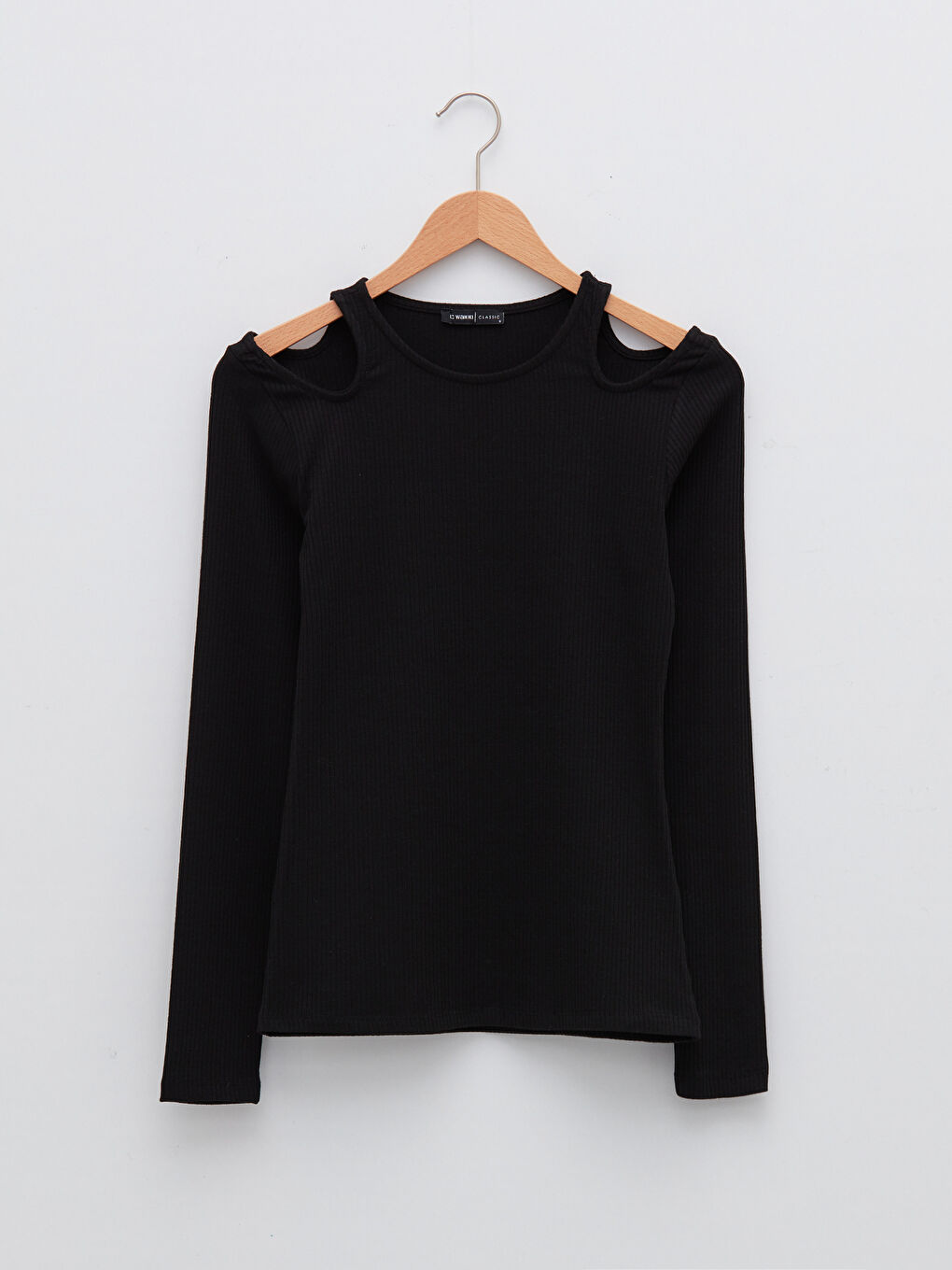 Crew Neck Flat Long Sleeve Camisole Fabric Women's T-Shirt-4