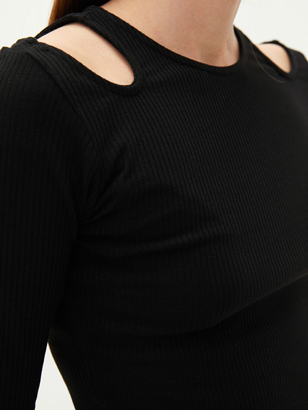 Crew Neck Flat Long Sleeve Camisole Fabric Women's T-Shirt-2