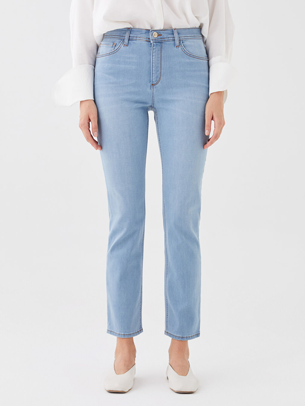 Женские джинсы слим-фит из обычного денима-2