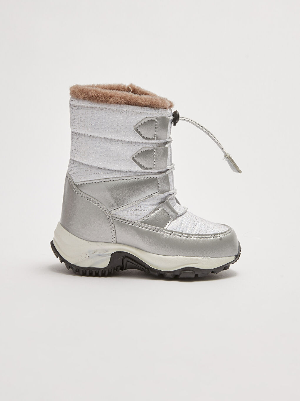 Ghete de Zăpadă pentru Bebeluși Fete cu Aspect de Piele Lucioasă, Șireturi Elastice și Închidere cu Fermoar, Căptușite cu Blană-1