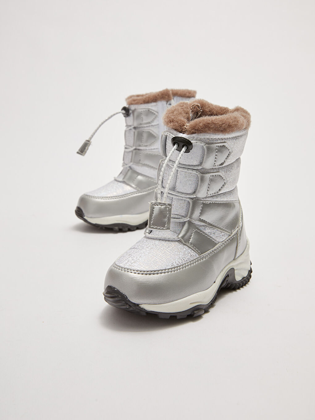 Ghete de Zăpadă pentru Bebeluși Fete cu Aspect de Piele Lucioasă, Șireturi Elastice și Închidere cu Fermoar, Căptușite cu Blană-2