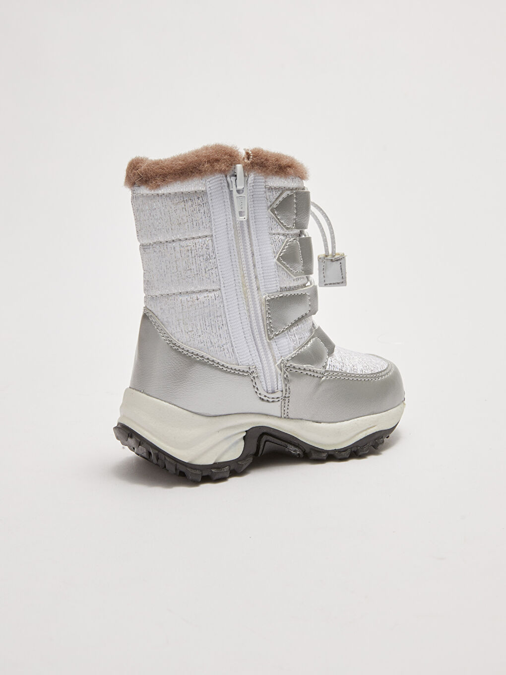 Ghete de Zăpadă pentru Bebeluși Fete cu Aspect de Piele Lucioasă, Șireturi Elastice și Închidere cu Fermoar, Căptușite cu Blană-5