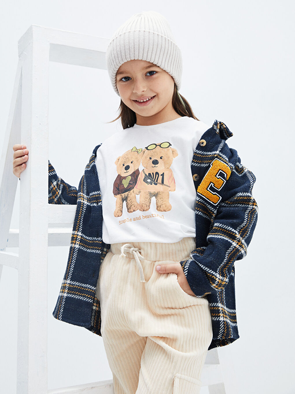 Crew Neck Printed Long Sleeve Cotton Girl T-shirt-2