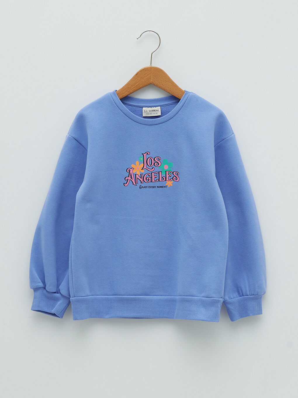 Mavi Bisiklet Yaka Baskılı Uzun Kollu Kız Çocuk Sweatshirt