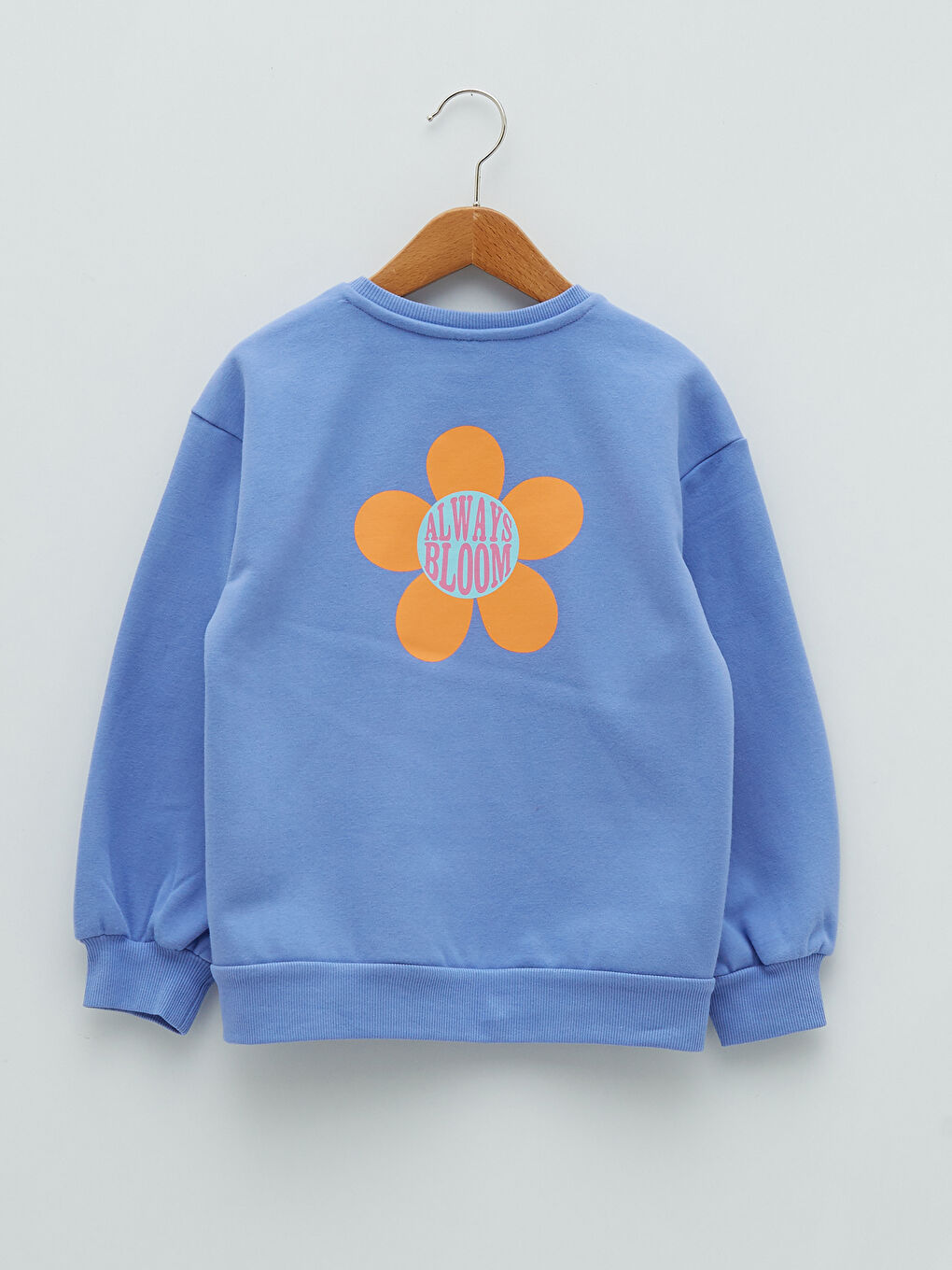 Mavi Bisiklet Yaka Baskılı Uzun Kollu Kız Çocuk Sweatshirt-1