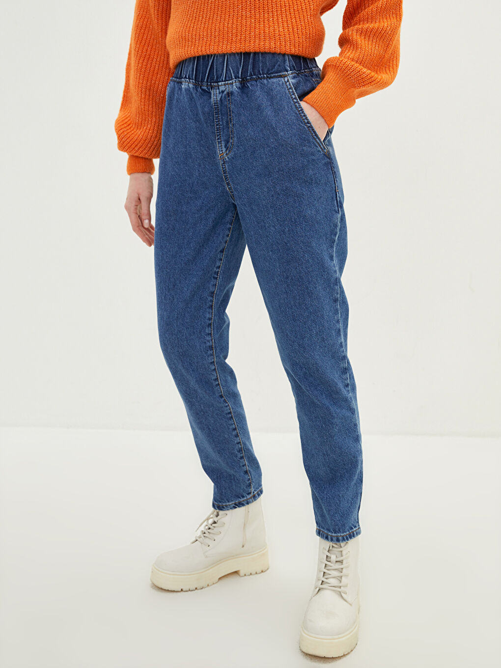 Джинсы Rodeo Женские Прямые С Карманами, Эластичной Талией и Удобной Посадкой-3