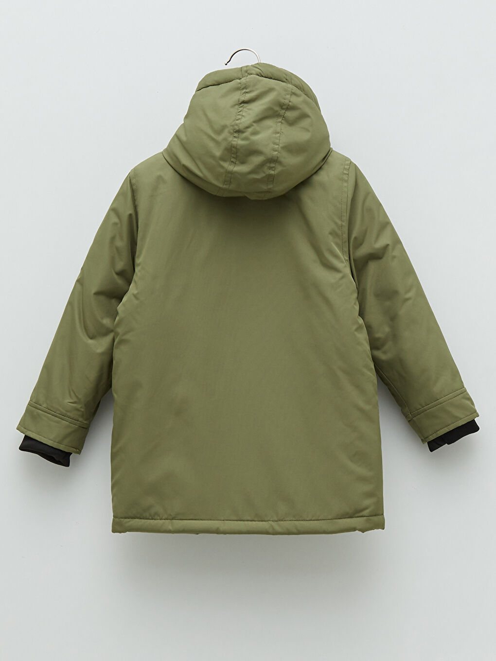 Haki Kapüşonlu Erkek Çocuk Kalın Mont-1
