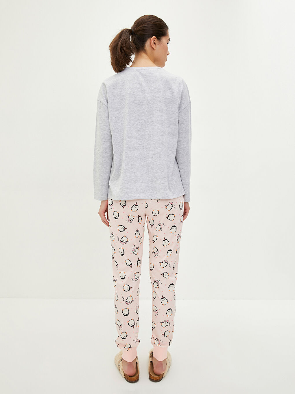LCW Young Rundhalsausschnitt Bedruckt Langarm Pyjama-Set für Damen -W1L362Z8-CT3