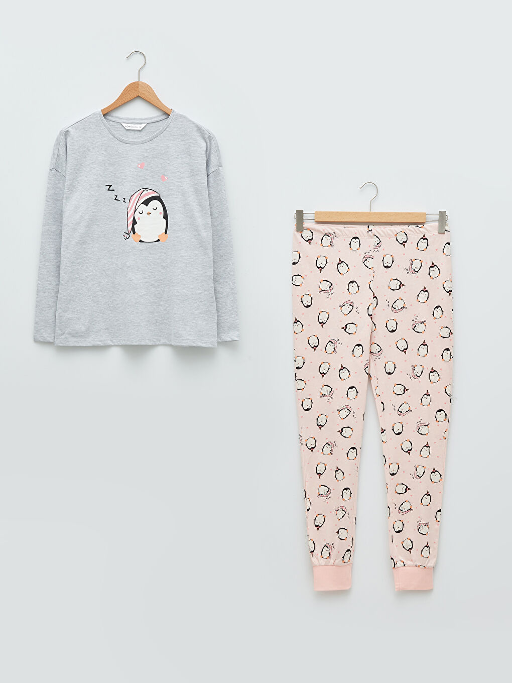 LCW Young Rundhalsausschnitt Bedruckt Langarm Pyjama-Set für Damen -W1L362Z8-CT3