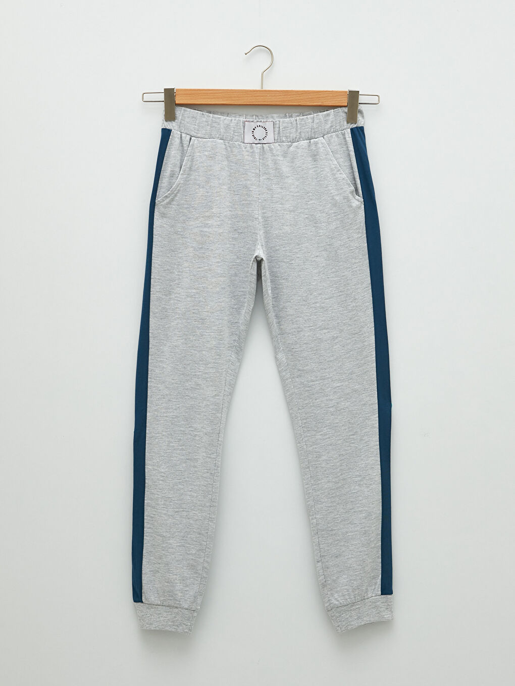 Gri Beli Lastikli Baskılı Kadın Jogger Pijama Alt-5