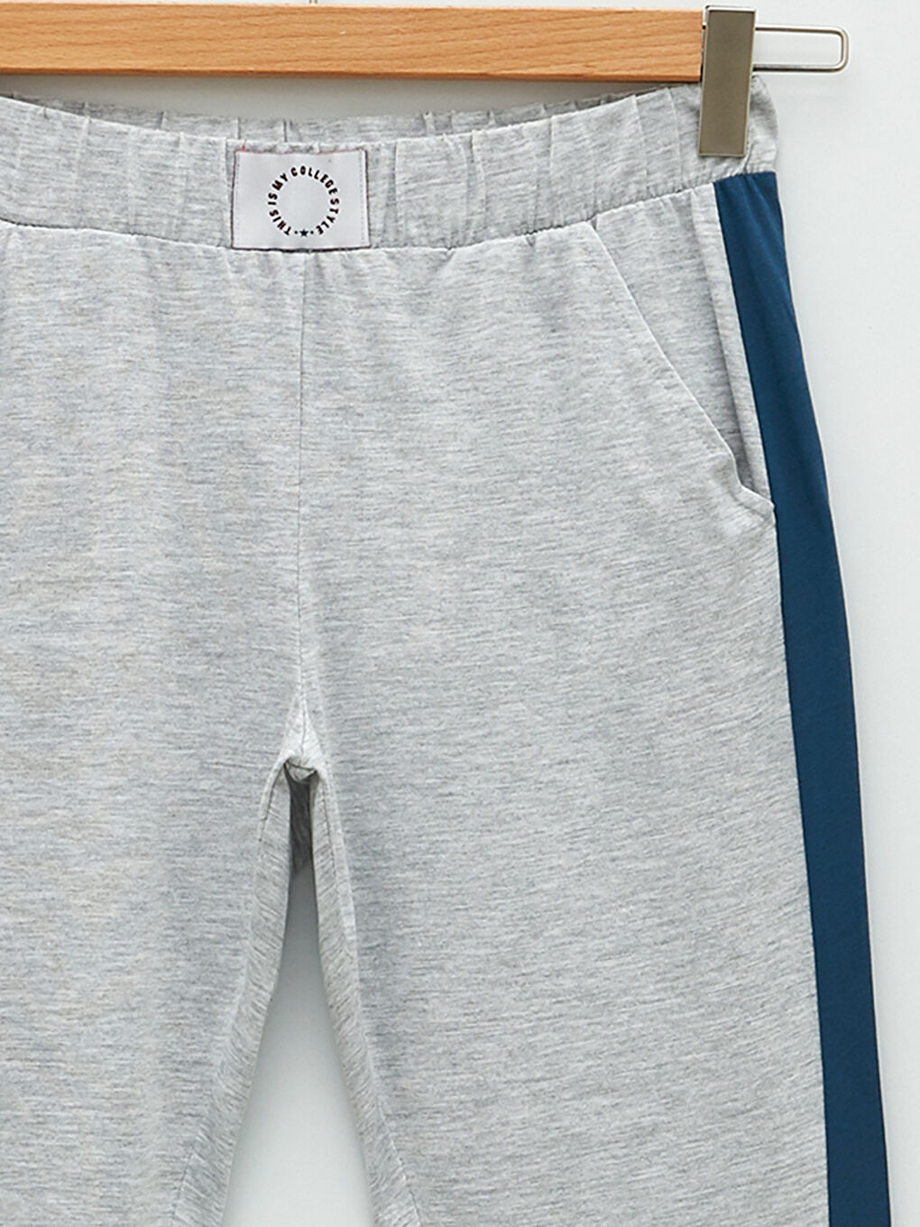 Gri Beli Lastikli Baskılı Kadın Jogger Pijama Alt-7