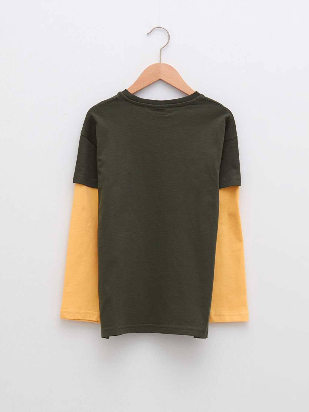 Crew Neck Nostalgic Monkey Printed Long Sleeve Boys' T-Shirt-4