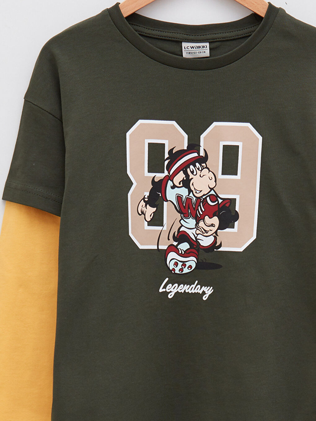 Crew Neck Nostalgic Monkey Printed Long Sleeve Boys' T-Shirt-5