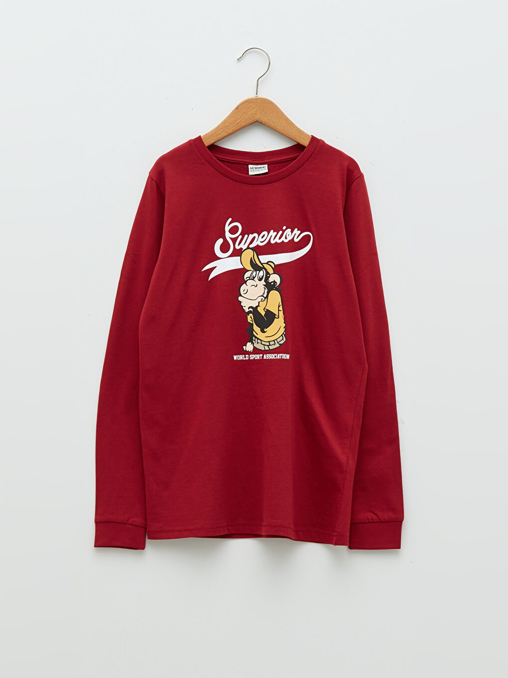 تيشيرت كم طويل مطبوع برقبة دائرية للأولاد بنقشة قرد نوستالجيك-3