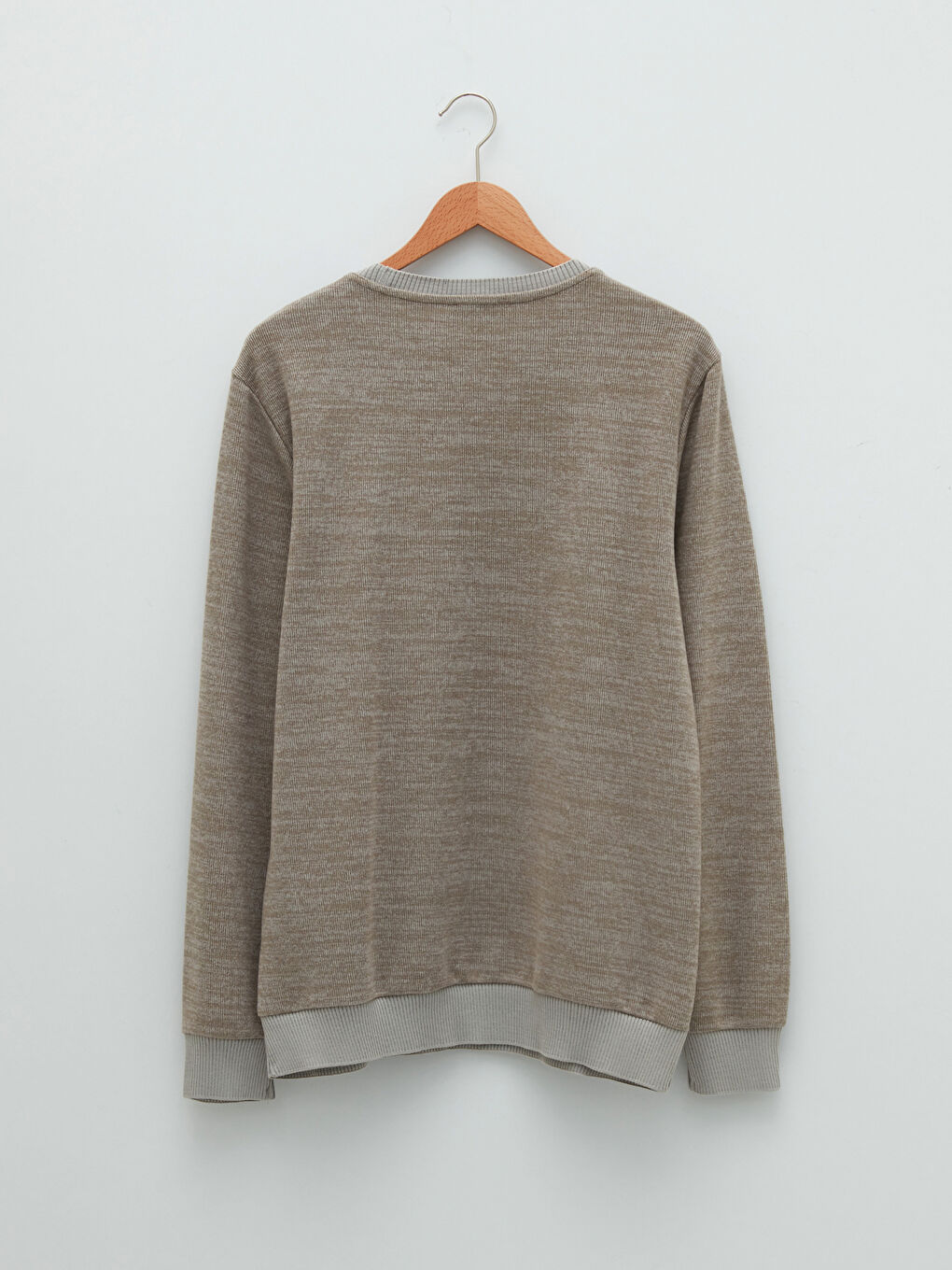 Bej Bisiklet Yaka Uzun Kollu Erkek Sweatshirt-6