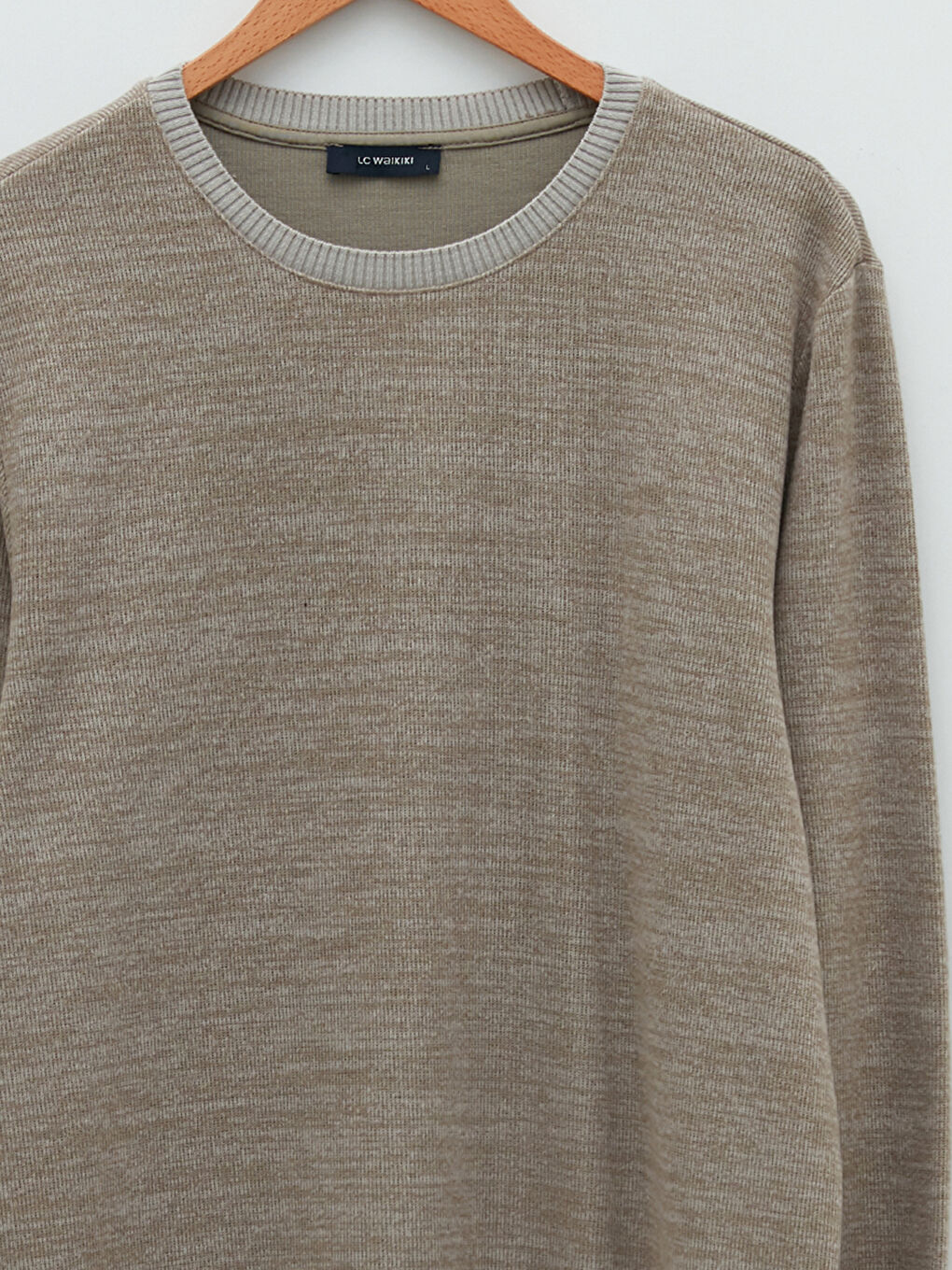 Bej Bisiklet Yaka Uzun Kollu Erkek Sweatshirt-7