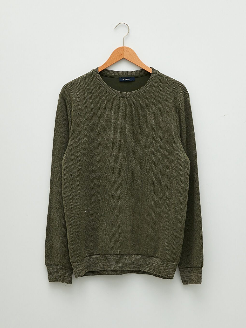 Haki Bisiklet Yaka Uzun Kollu Erkek Sweatshirt-5