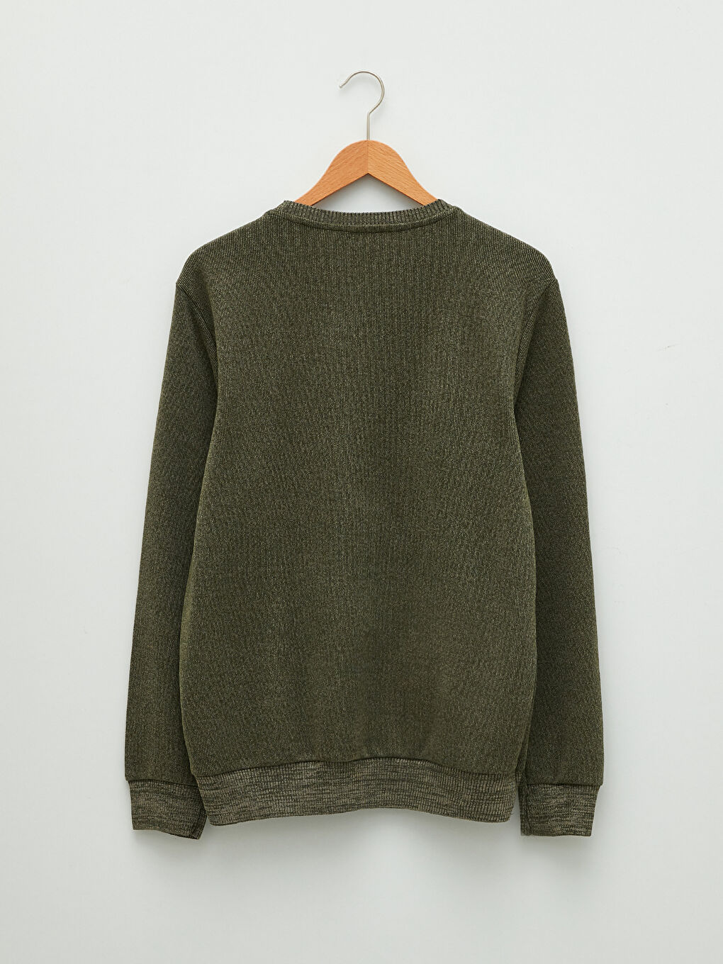 Haki Bisiklet Yaka Uzun Kollu Erkek Sweatshirt-6